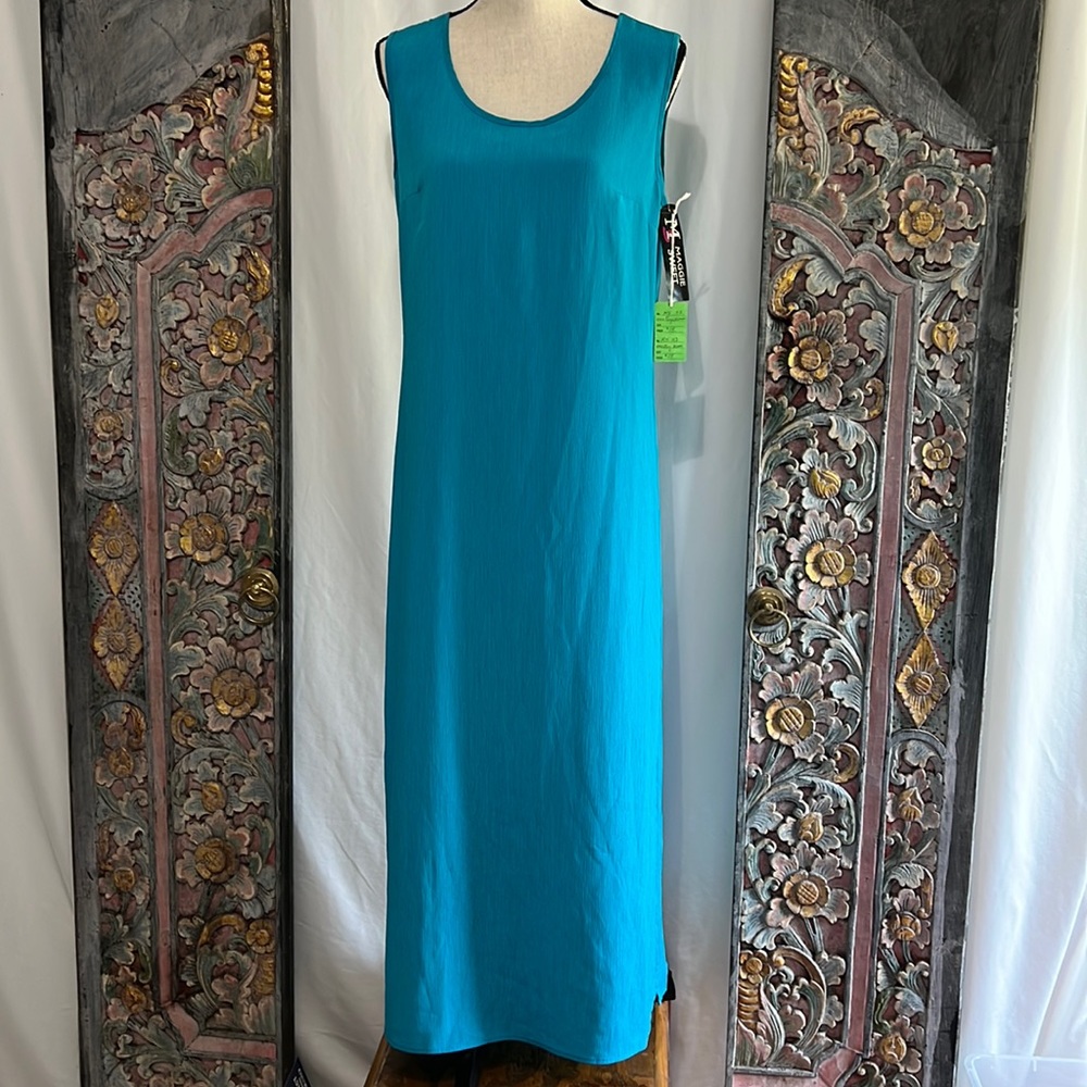 Maggie Sweet Dress Size Small Blue Vintage Sleeveless Maxi Side Slits NWT